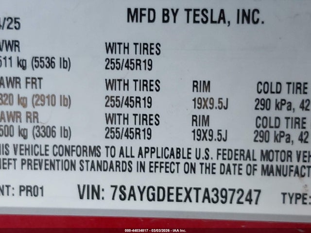 2026 TESLA MODEL Y 7SAYGDEEXTA397247 Photo 8