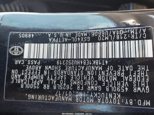 2017 TOYOTA AVALON 4T1BK1EB4HU252319 Photo 8