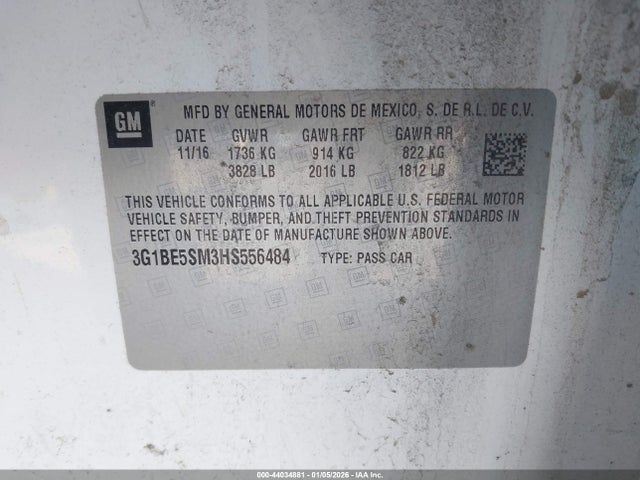 Chevrolet Cruze Lt Auto 2017 3G1BE5SM3HS556484 Image 9