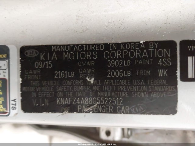 KNAFZ4A88G5522512 KIA FORTE EX