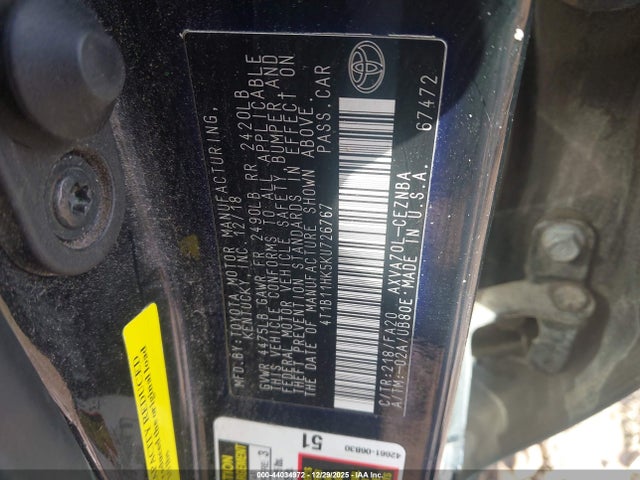 4T1B11HK5KU726767 Toyota CAMRY LE