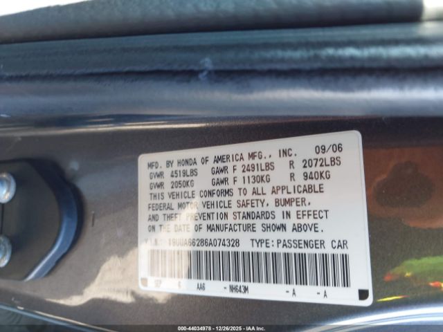 2006 ACURA TL 19UUA66286A074328 Photo 8