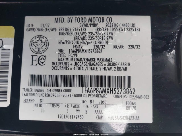 1FA6P8AMXH5273862 Ford Mustang V6