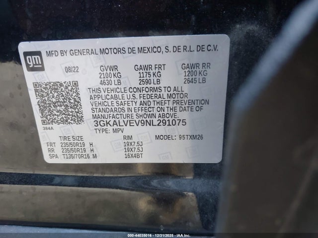 Aukcja sprzedaży 2022 Gmc Terrain Awd Slt, vin: 3GKALVEV9NL291075, numer aukcji: 44035016