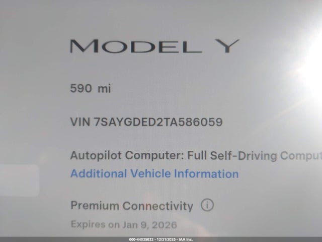 7SAYGDED2TA586059 Tesla Model Y Premium Rear-wheel Drive