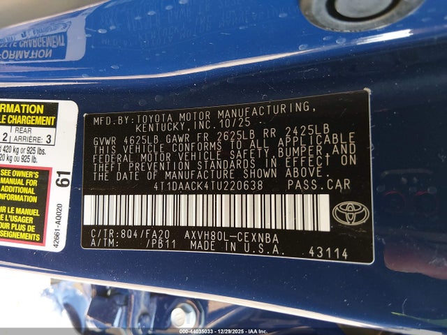 Toyota CAMRY LE 2026 4T1DAACK4TU220638 Image 9