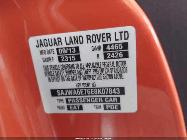 2014 JAGUAR F-TYPE SAJWA6E76E8K07843 Photo 8