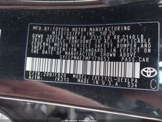 Toyota COROLLA LE 2021 5YFEPMAE7MP179653 Image 9