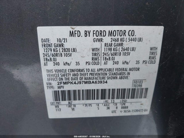 2021 FORD EDGE 2FMPK4J97MBA63934 Photo 8