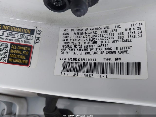 2015 HONDA CR-V 5J6RM3H33FL004914 Photo 8