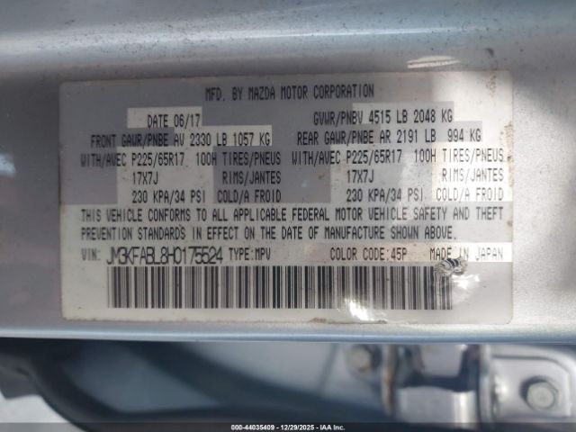 2017 MAZDA CX-5 JM3KFABL8H0175524 Photo 8