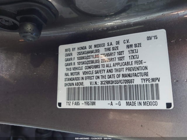3CZRM3H55FG709597 Honda CR-V EX