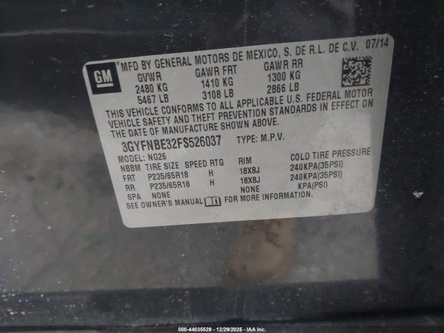 2015 CADILLAC SRX 3GYFNBE32FS526037 Photo 8