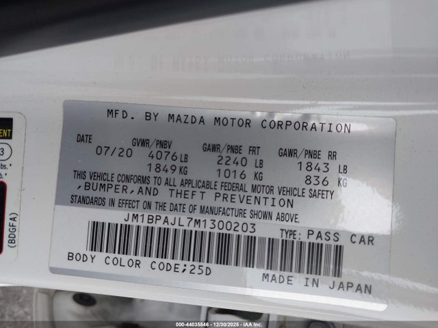 Mazda Mazda3 2.5 S 2021 JM1BPAJL7M1300203 Image 9