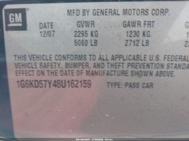 2008 CADILLAC DTS 1G6KD57Y48U162159 Photo 8