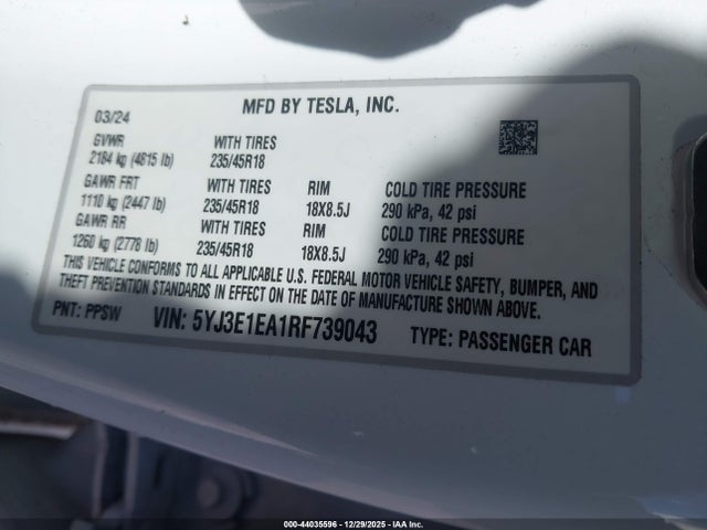 2024 TESLA MODEL 3 5YJ3E1EA1RF739043 Photo 8
