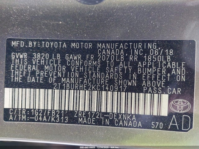 Toyota COROLLA LE 2019 2T1BURHE2KC140917 Image 9