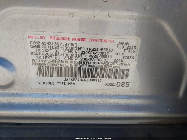 2016 MITSUBISHI OUTLANDER SPORT JA4AP3AU2GZ030930 Photo 8