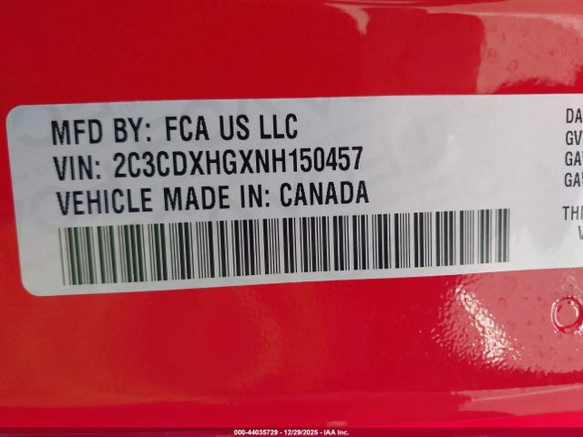 2C3CDXHGXNH150457 Dodge Charger Gt Rwd