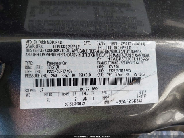 Ford C-max Energi Sel 2015 1FADP5CU0FL115929 Image 9