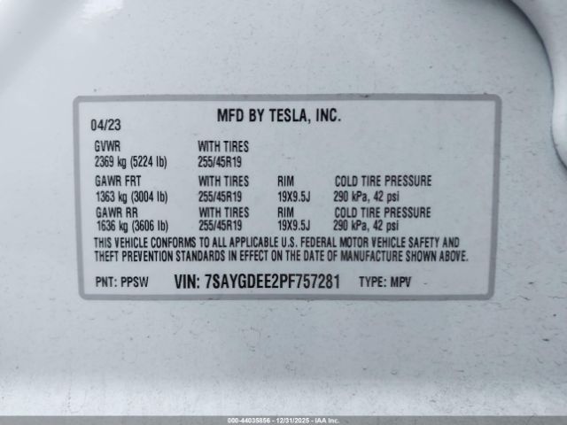2023 TESLA MODEL Y 7SAYGDEE2PF757281 Photo 8