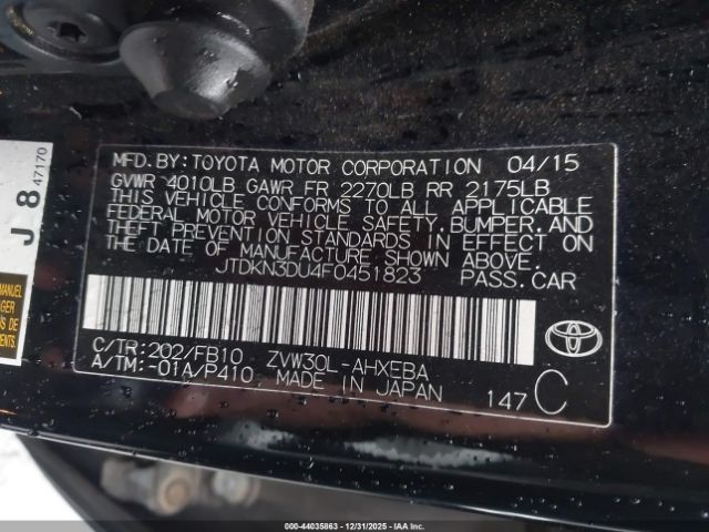 2015 TOYOTA PRIUS JTDKN3DU4F0451823 Photo 8