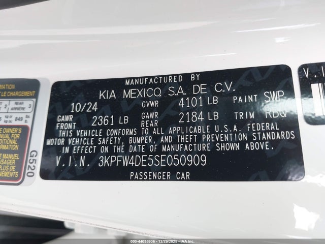3KPFW4DE5SE050909 KIA K4 Gt-line