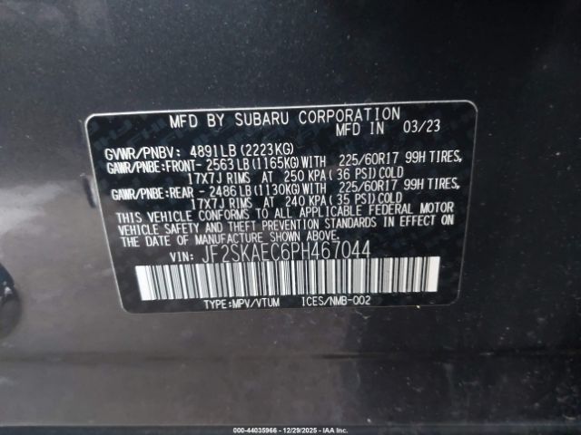 2023 SUBARU FORESTER JF2SKAEC6PH467044 Photo 8
