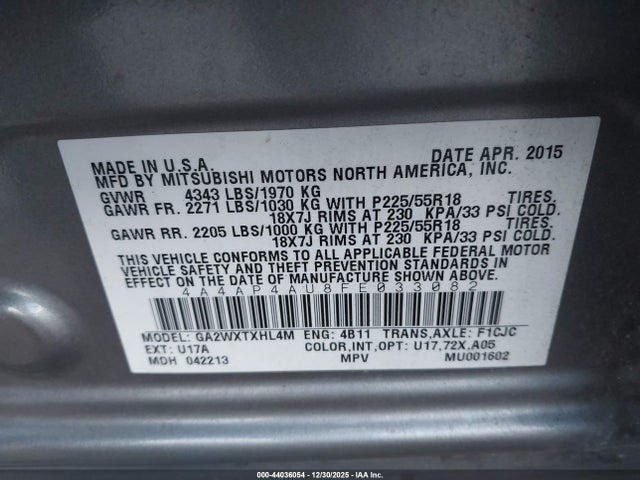 2015 MITSUBISHI OUTLANDER SPORT 4A4AP4AU8FE033082 Photo 8