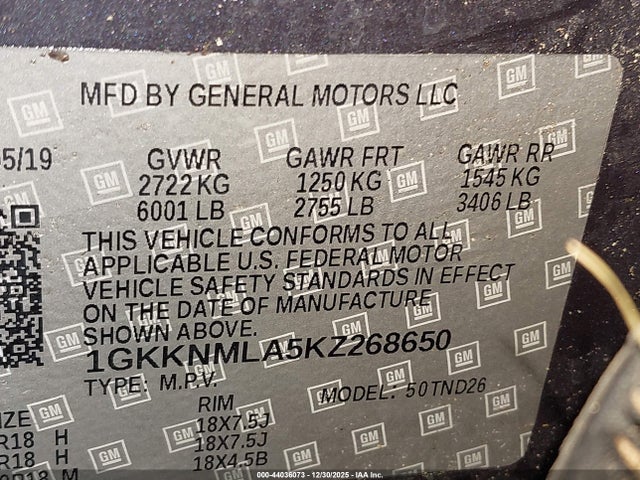 GMC Acadia Slt-1 2019 1GKKNMLA5KZ268650 Image 9