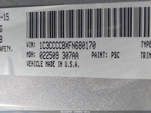 Chrysler 200 C 2015 1C3CCCCBXFN680170 Image 9