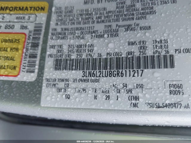 3LN6L2LU8GR611217 Lincoln MKZ HYBRID