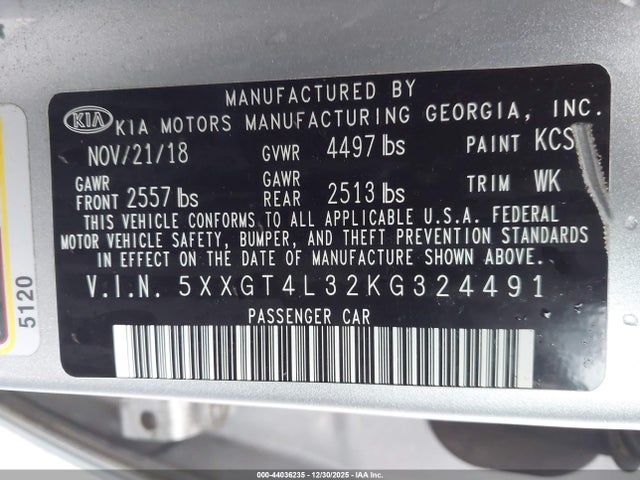 5XXGT4L32KG324491 KIA Optima Lx