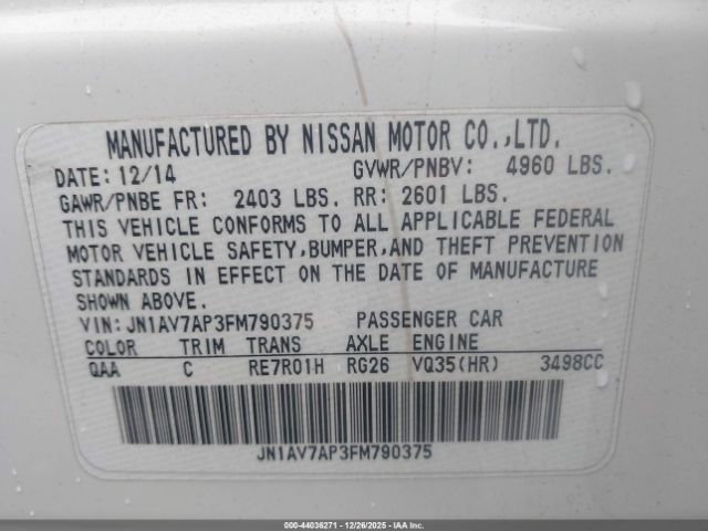 2015 INFINITI Q50 HYBRID JN1AV7AP3FM790375 Photo 8