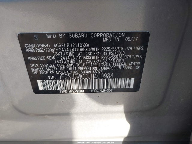 Продаж на аукціоні авто 2018 Subaru Forester 2.0xt Touring, vin: JF2SJGWC0JH400984, номер лоту: 44036323