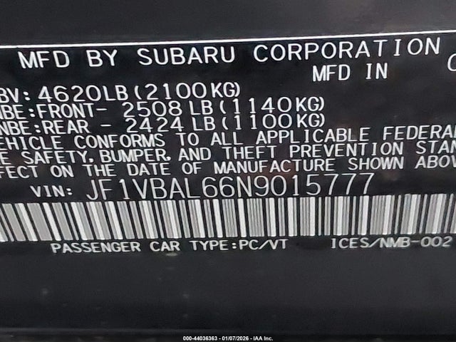 2022 SUBARU WRX JF1VBAL66N9015777 Photo 8