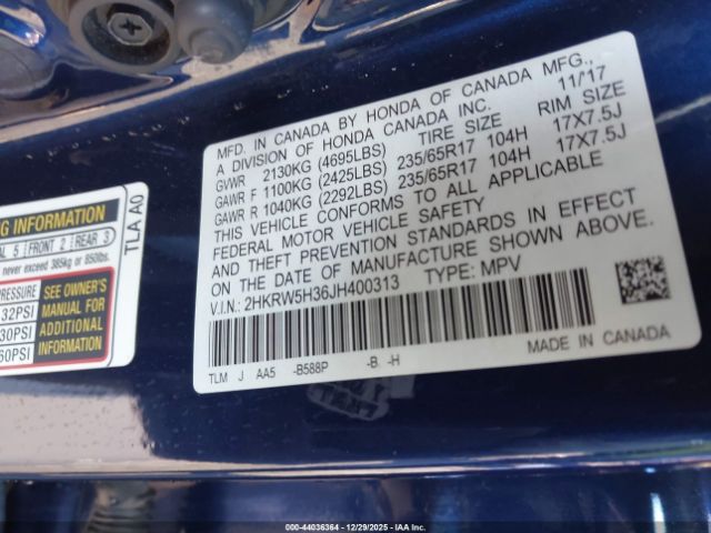 2018 HONDA CR-V 2HKRW5H36JH400313 Photo 8