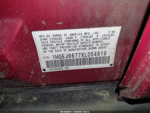 1999 HONDA CIVIC 1HGEJ6677XL054819 Photo 8