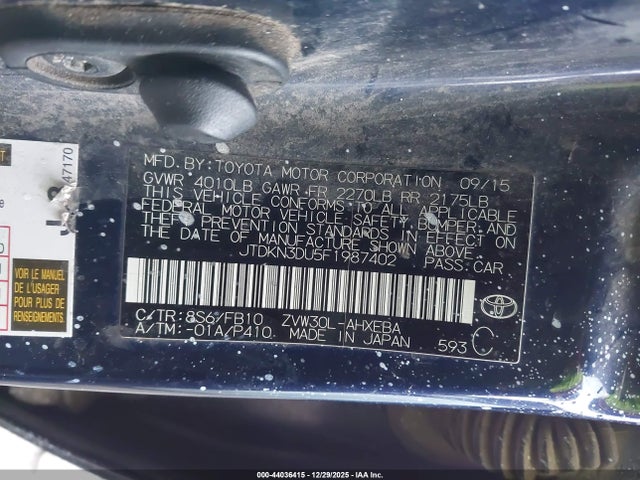 JTDKN3DU5F1987402 Toyota Prius Two