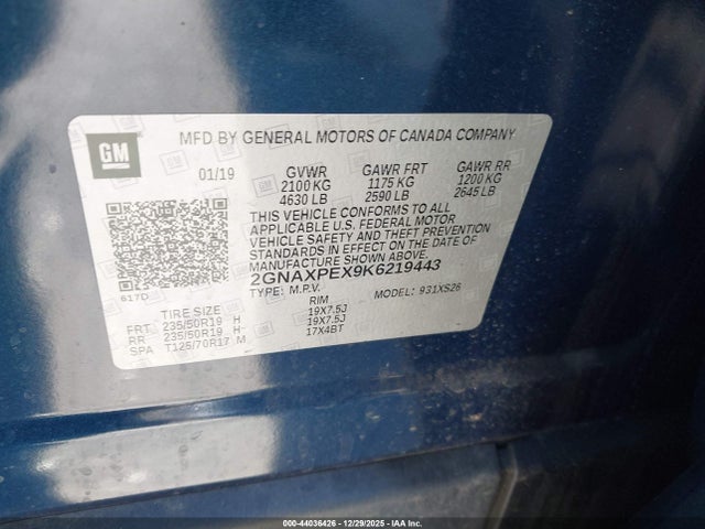 Chevrolet Equinox Premier 2019 2GNAXPEX9K6219443 Image 9