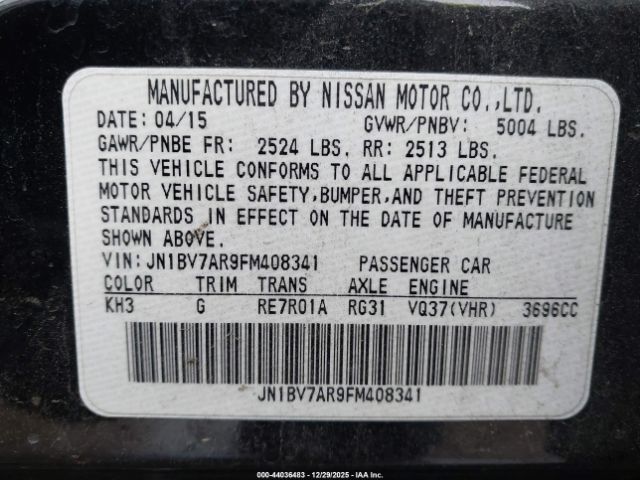 2015 INFINITI Q50 JN1BV7AR9FM408341 Photo 8