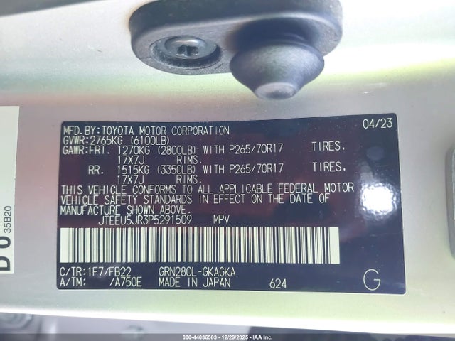 JTEEU5JR3P5291509 Toyota 4RUNNER SR5