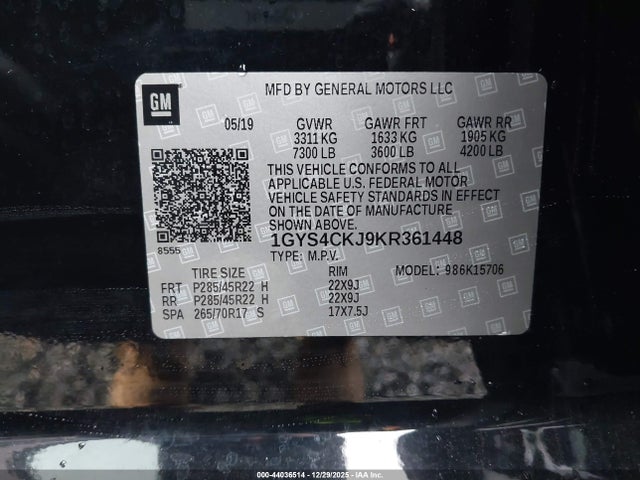 2019 CADILLAC ESCALADE 1GYS4CKJ9KR361448 Photo 8