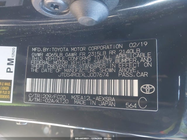 JTDS4RCEXLJ007674 Toyota COROLLA SE