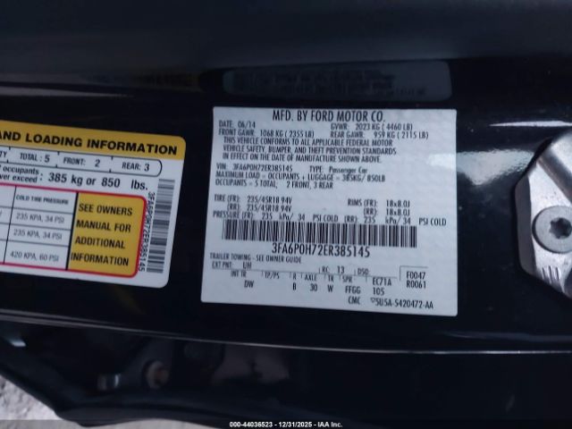 2014 FORD FUSION 3FA6P0H72ER385145 Photo 8