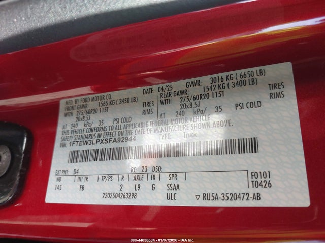2025 FORD F-150 1FTEW3LPXSFA92944 Photo 8