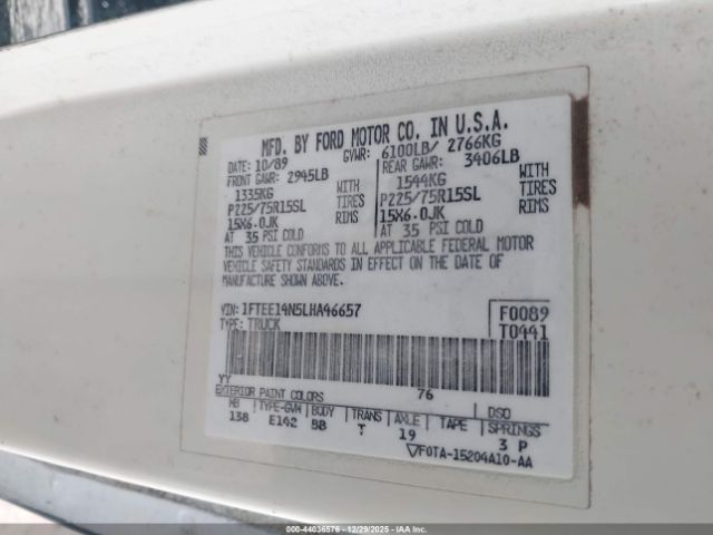 1990 FORD ECONOLINE 1FTEE14N5LHA46657 Photo 8