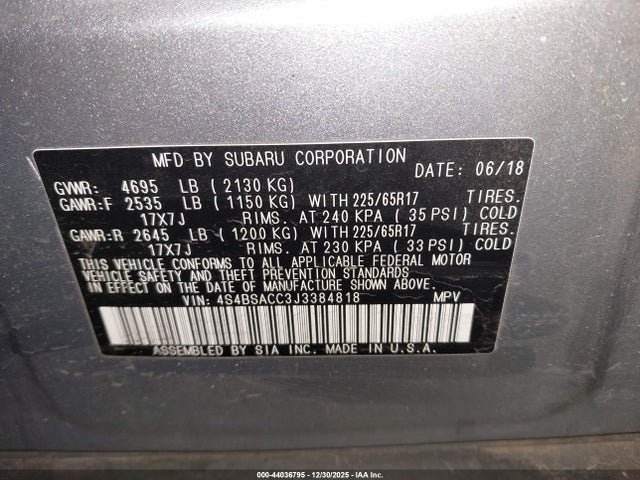 2018 SUBARU OUTBACK 4S4BSACC3J3384818 Photo 8