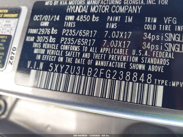 5XYZU3LB2FG238848 Hyundai Santa Fe Sport 2.4l