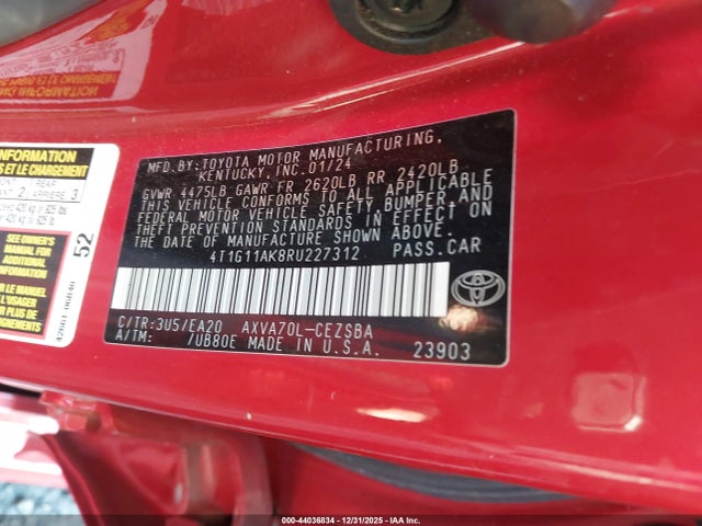 4T1G11AK8RU227312 Toyota CAMRY SE
